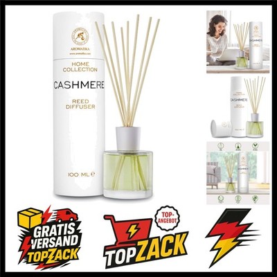 Aromatika Raumduft Diffuser Kaschmir 100ml Rattan Duftdiffusor mit Bambusstäb...