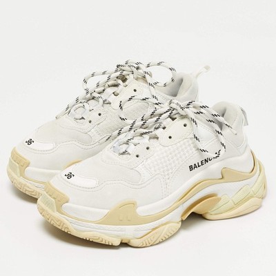Balenciaga Triple S Size 36 White Faux Leather and Mesh Low Top