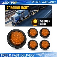 5Pcs 2 Inch Round 9 LED Amber Clearance Side Marker Lights for Truck Trailer RV