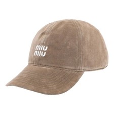 Miu Miu Embroidered Velvet Baseball Cap Sand 153481118