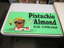 Cartel cartel de tienda góndola bote almendra pistacho helado Baskin Robbins 1983