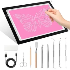 A4 Light Pad for Weeding Vinyl, LED Copy Board Light Tracing Box Ultra-Thin A...
