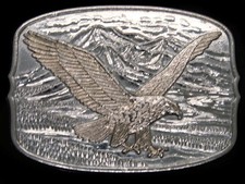 TB11111 VINTAGE 1970s BALD EAGLE COMMEMORATIVE ART BELT BUCKLE