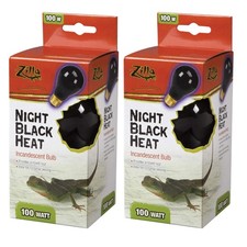 Zilla Night Black Heat Incandescent Bulb for Reptiles Set of 2 Watt: 100 Wa...