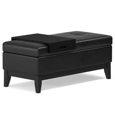 Oregon 42 inch Wide Transitional Rectangle Storage Ottoman Bench with Tray in...