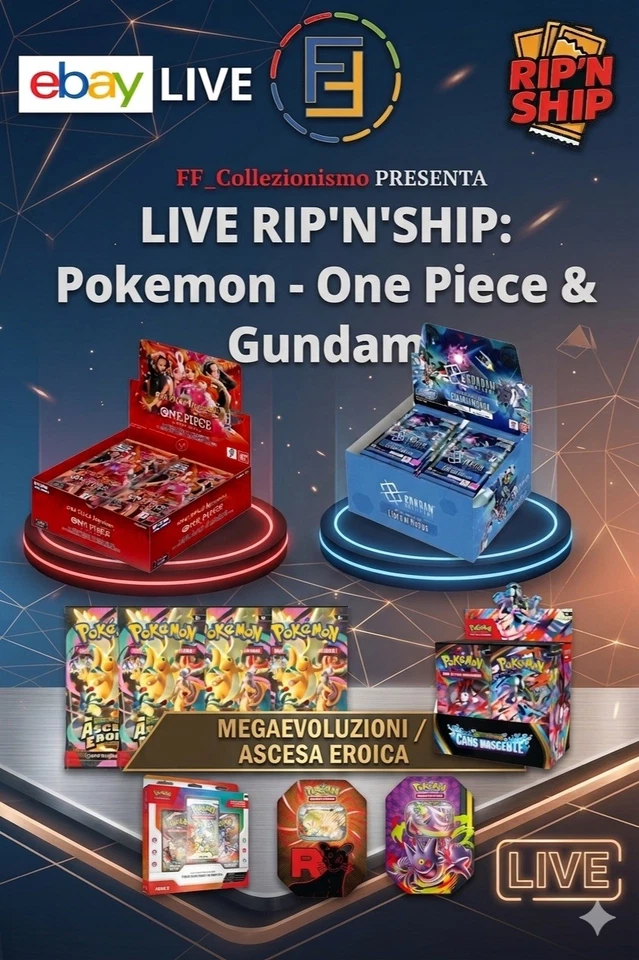 [ LIVE ] [ RIP'N SHIP ] Pokemon, One Piece EB03 e Gundam EB01