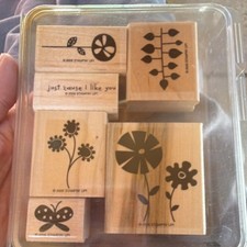 Stampin' Up! Just 'Cause I Like You Mounted Rubber Stamp Set Floral Butterfly