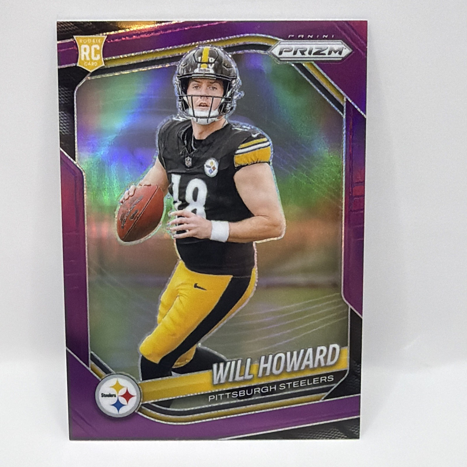 2025 Panini Prizm Will Howard #367 Purple Prizm /125 (RC) Rookie SP Steelers