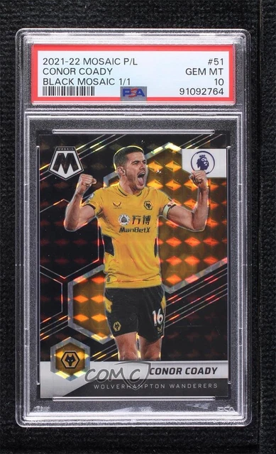 2021 Panini Mosaic Premier League Black Prizm 1/1 Conor Coady #51 PSA 10 GEM MT
