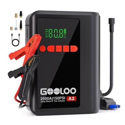 GOOLOO A2 Jump Starter 2500A 12V Car Battery Booster with Air Compressor 150PSI