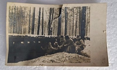 RPPC WW1 Postcard Posted SOldiers Foxhole Posted