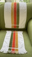 Vintage 70's FIELDCREST - Hand and Fingertip Towel - Avocado Orange Gold- MCM
