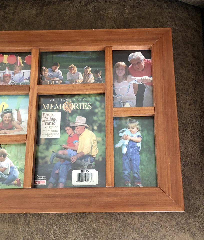 VINTAGE MAGEE CO SOLID WOOD Collage 7 PICTURE PHOTO FRAME 15.5”X17.5” HANGS USA - Image 4 of 4