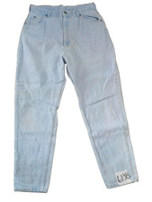 Vintage Lee USA Tapered Leg Women's Light Blue Denim Work Jeans Size 16 M