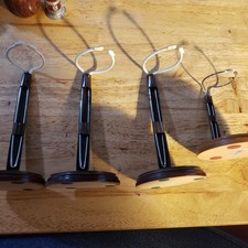 4 Doll Stands 3/6" 1/4" Round Wood Base  Metal Retractable Holders