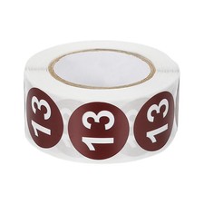 1 Inch Number 13 Stickers 500 Labels Circle Dot Stickers Adhesive Wine Red