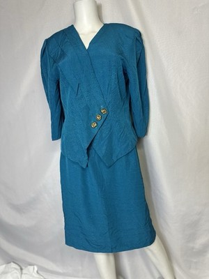 VINTAGE WILLY S INFLUENCE BRAND SIZE 14 TURQUOISE STUNNING SKIRT SET
