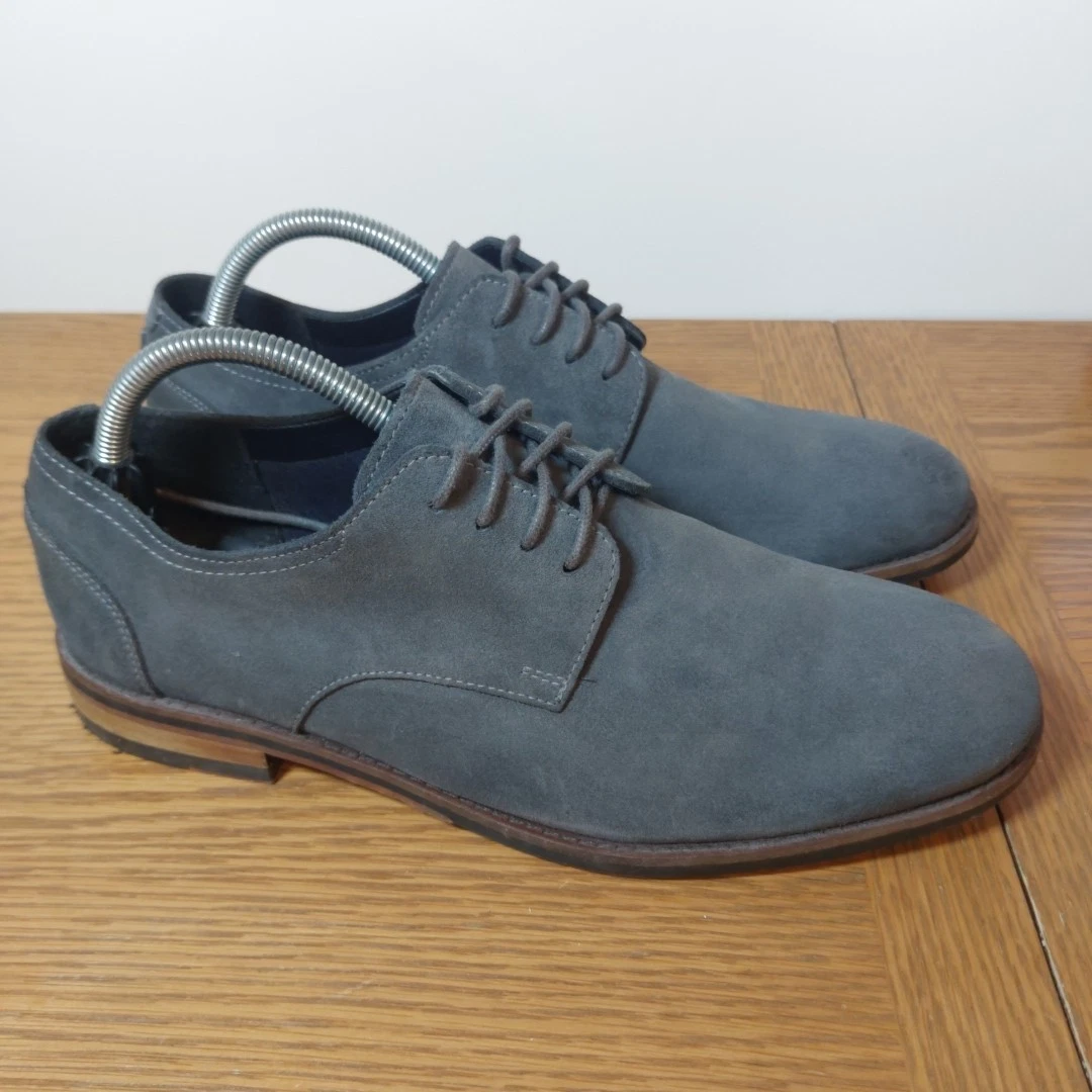 Scarpe formali uomo Clarks Cushion più Oxford scamosciate blu taglia 7 5 G UK usate