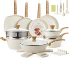 26Pcs Nonstick Ceramic Cookware Set with Utensils - Cream White