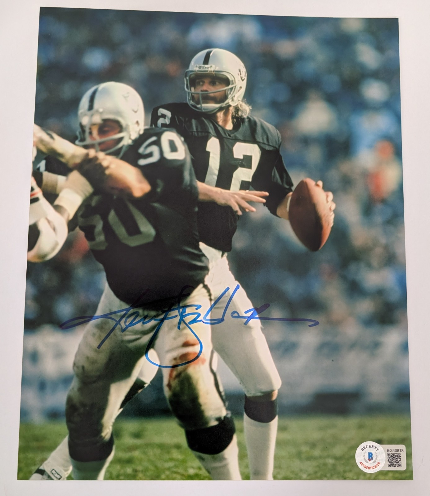 Ken Stabler Autographed Signed Oakland Raiders Beckett Cert Authentic Auto 10x8 Photo B 
