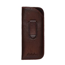 Slim Eye Glasses Case w/Clip Soft PU Leather Men Women Eyeglasses Pouch Brown