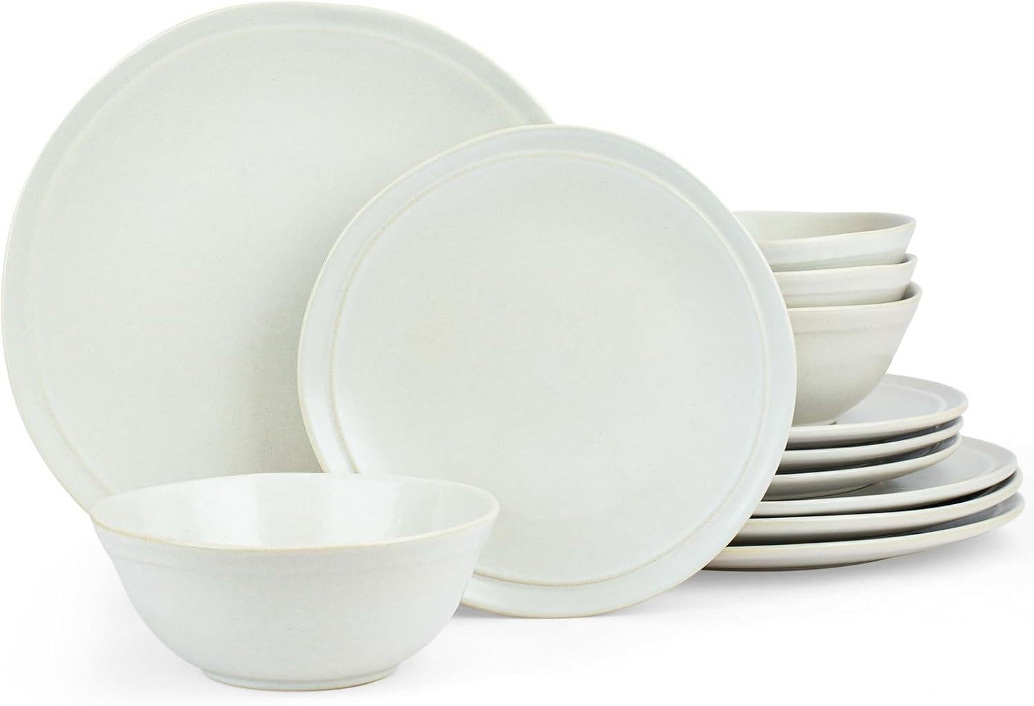 For 4, Plates And Bowls Sets, 12-piece Stoneware Scratch R