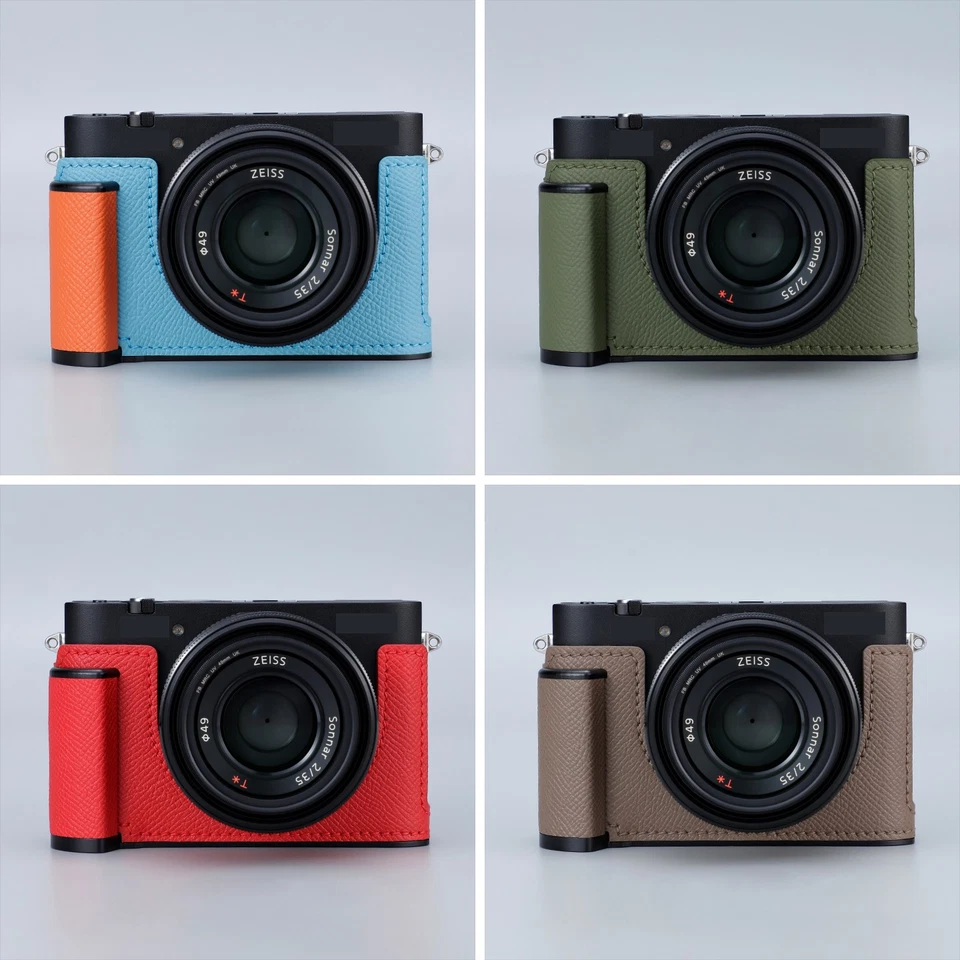 Medio estuche de cuero genuino para cámara bolsa cubierta protección apto para Sony RX1RM3 RX1R3 Foto 2 de 4