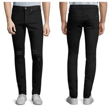 NEW Rag & Bone Men's Standard Issue Fit 1 Extra Slim Jeans in Black with Holes