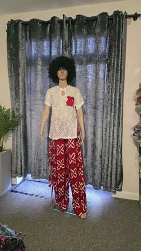 Lace Net Top With Wide Leg Ankara Trousers, Designs For Elegant Ladies In S,m,L - Picture 10 of 16