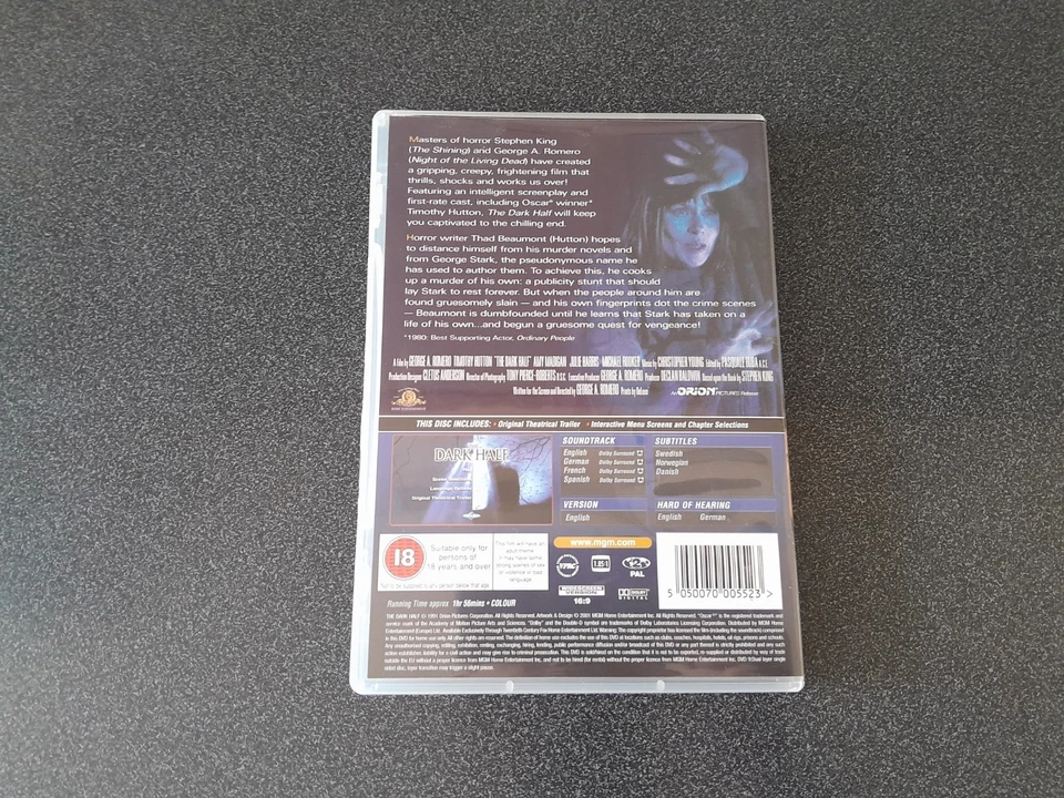 The Dark Half 1993 DVD Supernatural Horror Timothy Hutton George A. Romero - Image 2 of 2