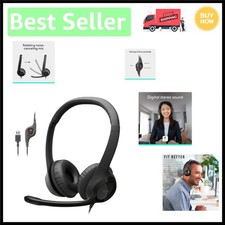 Stereo PC Headset with USB-A Connection, Noise Cancelling Mic  Comfort Options