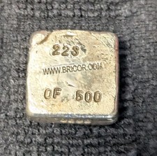 SILVER BAR 1 TROY OUNCE .999 PURE SILVER HAND POURED BRICOR SQUARE HAND NUMBERED