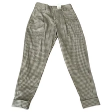 NWT Banana Republic 00P cuffed pleated crop pants plaid beige tan black petitie