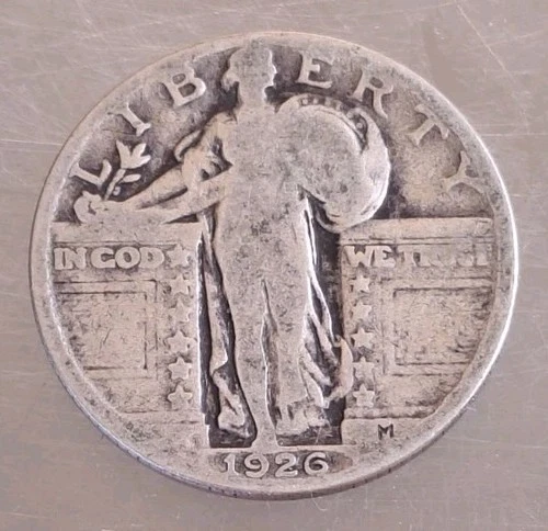 1926 Standing Liberty Quarter Dollar 25C Silver Antique Coin 100 Years