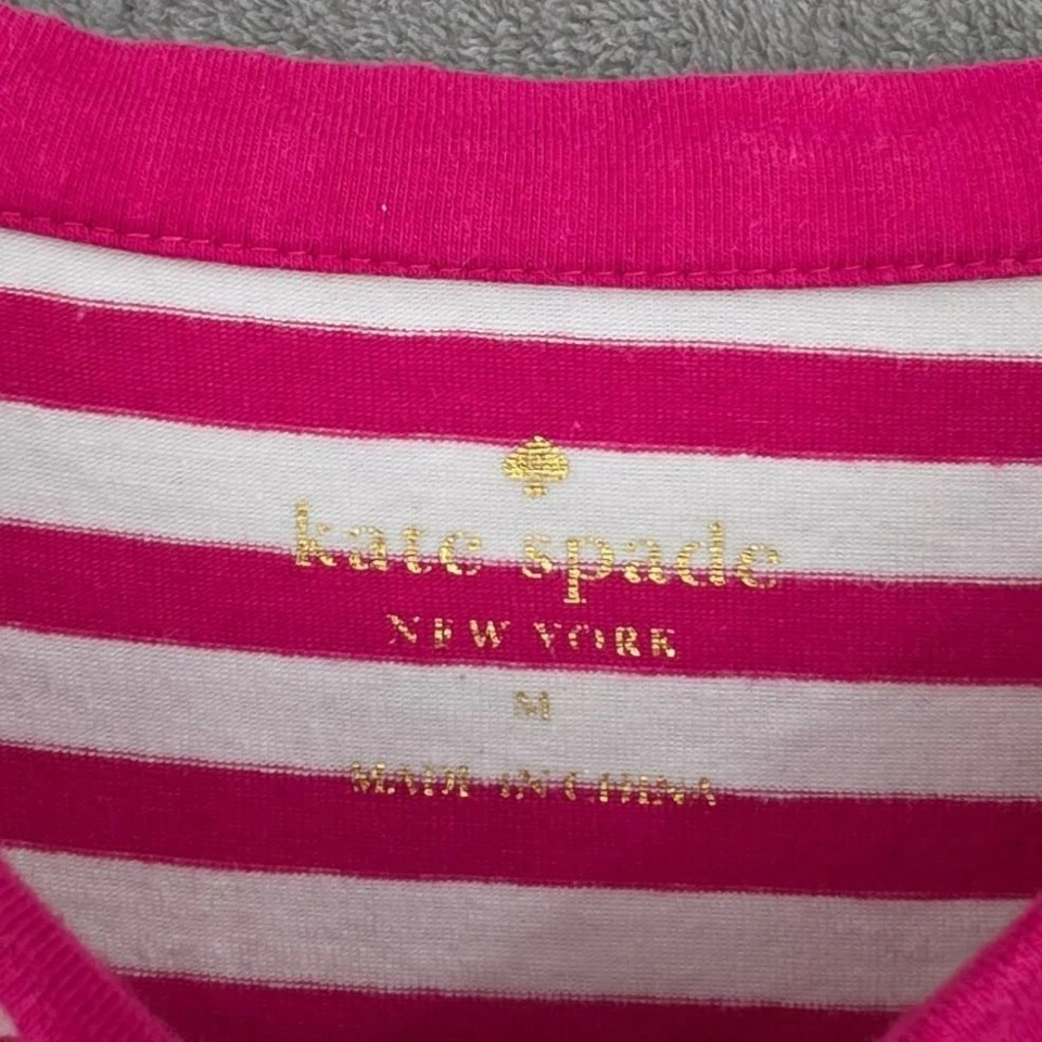 Top Kate Spade Cuello Barco M Rosa Blanco Rayas Arco Náutico Parisino Lindo Kidcore Foto 2 de 4