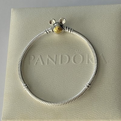 Pandora S925 Disney Classic Mickey Mouse Verschluss Schlangenkette Bettelarmband 17 cm