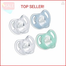 Tommee Tippee Ultra-Light Silicone Pacifier, 0-6 Months, Symmetrical One-Piece D