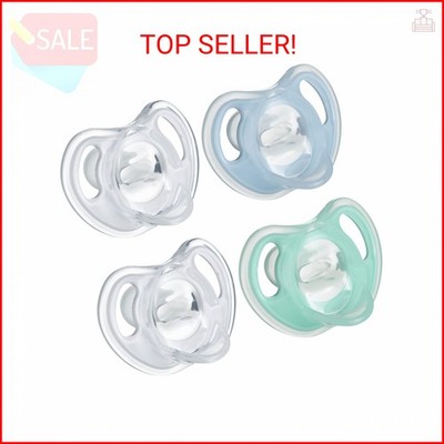 Tommee Tippee Ultra-Light Silicone Pacifier, 0-6 Months, Symmetrical One-Piece D