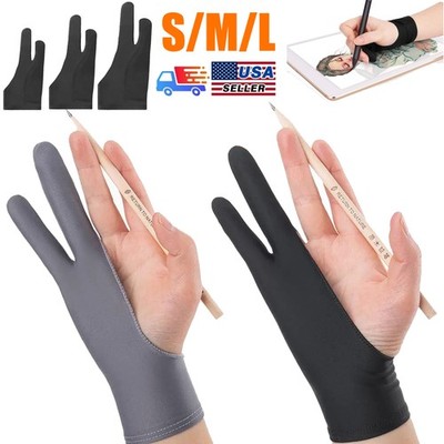 2pcs Artist Drawing Gloves for Digital Tablet Paper Sketching Two Finger for R/L
