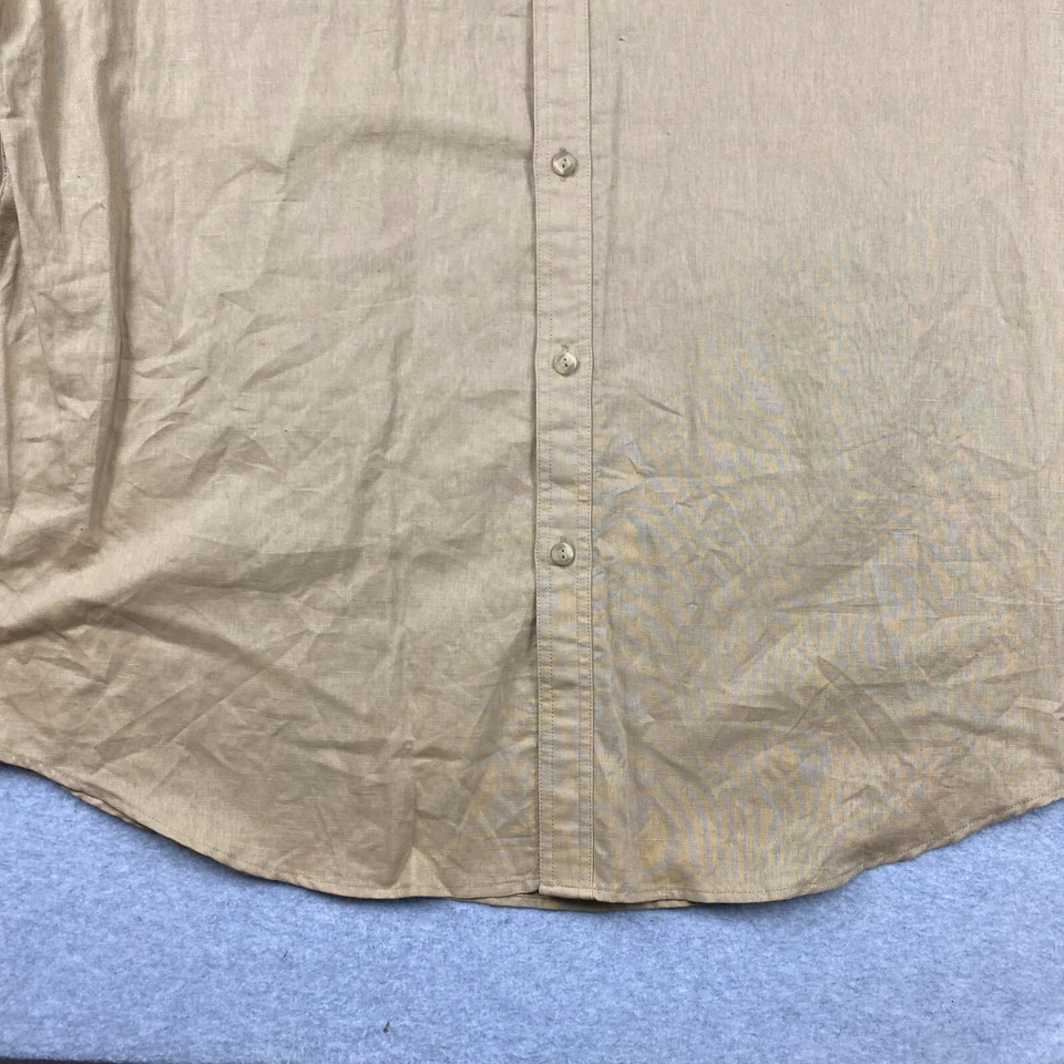 Camisa con botones Sean John para hombre 4XL beige ajuste original lino manga corta nueva con etiquetas Foto 3 de 4