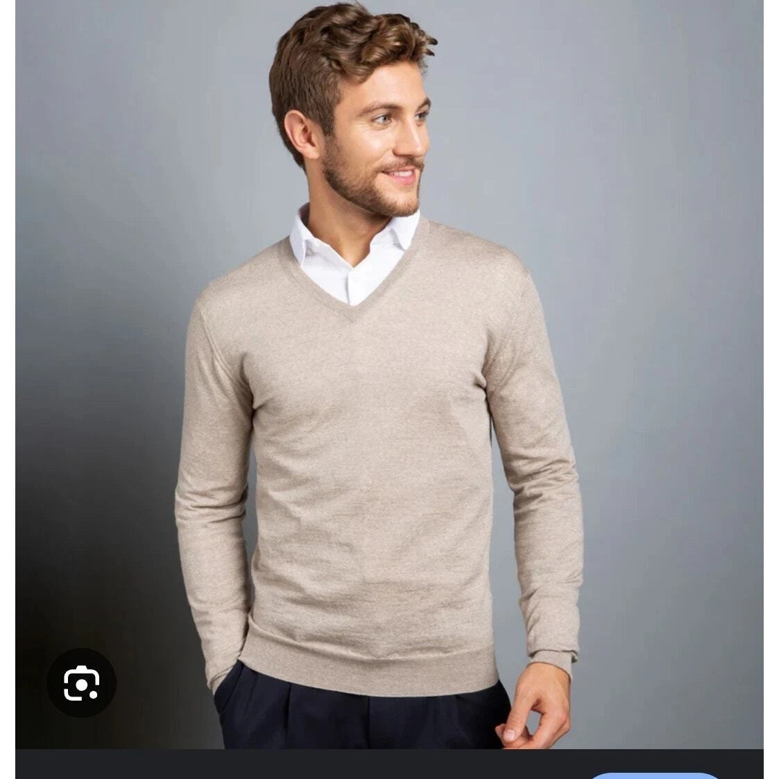 Jos. A. Bank 100% Italian Merino Wool Sweater Color Tan Size XL