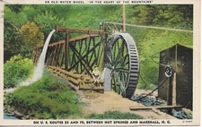 Hot Springs North Carolina Postcard Old Water Wheel Linen 1949 Posted