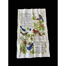 Vintage 1974 bird linen tea towel