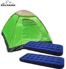 Zaltana 3person Dome Tent with 2pcs Single Size Air Bed (3PT+AMSX2)