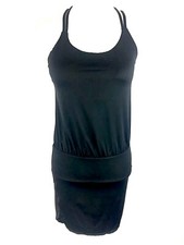 Athleta Womens Swim Dress Sz XSP Petite Venice Black Tank Empire Waist Euc Bra