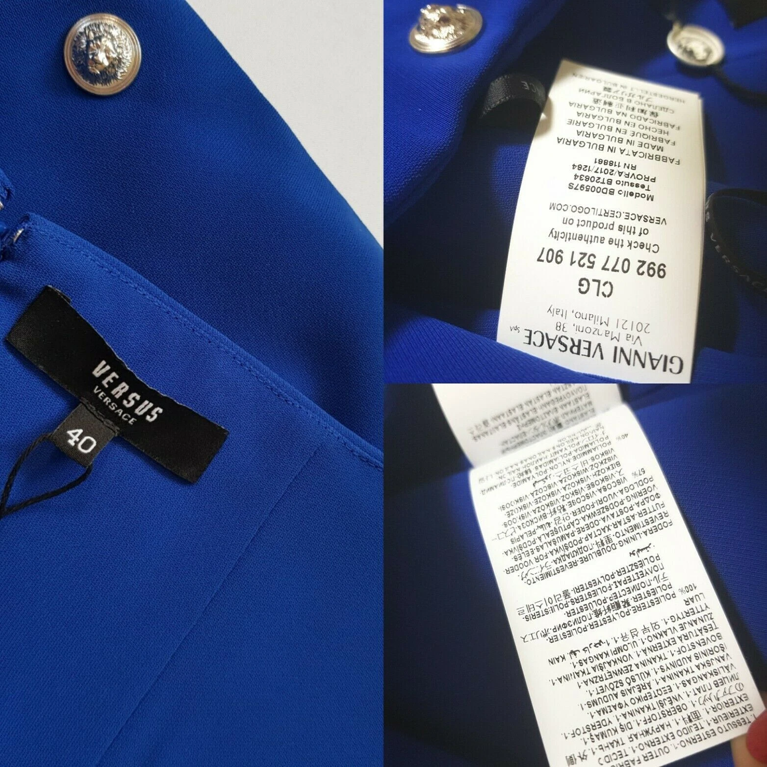 Abito da donna versus Versace colore argento leone taglia IT 40 UK 8 nuovo