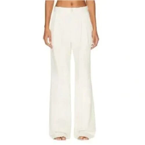 Calça social feminina Nili Lotan Flavie creme perna larga tamanho 4 MSRP $995 NOVA