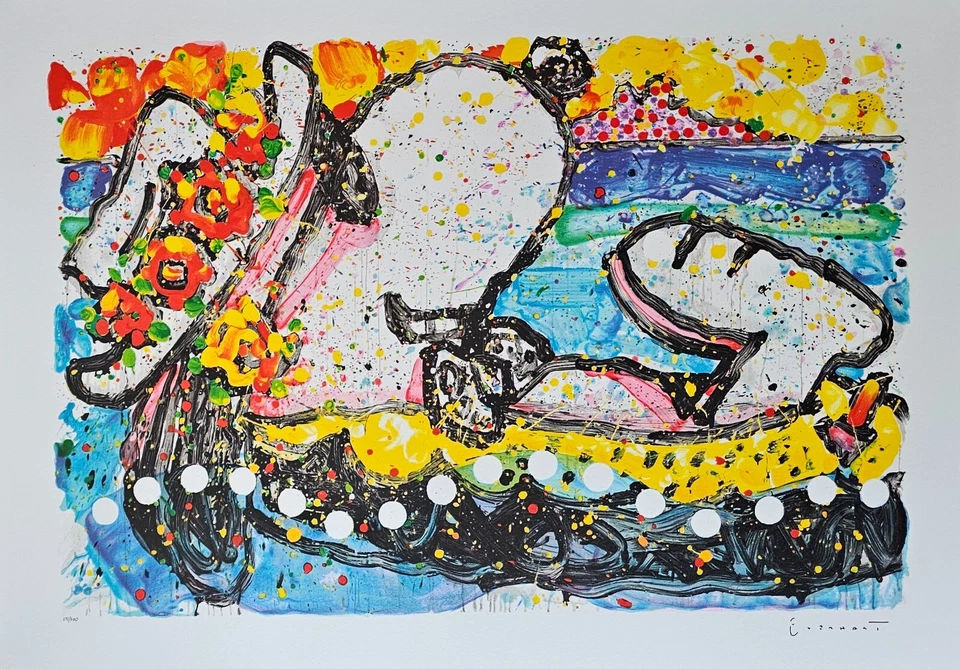 Litografia assinada à mão TOM EVERHART Chillin Snoopy cão PEANUTS quadrinhos arte pop - Imagem 2 de 4