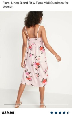 Old Navy Sz.XS Pink Floral Print Linen-Blend Fit&Flare Midi Sundress For Women | eBay Old Navy Sz.XS Pink Floral Print Linen-Blend Fit&Flare Midi Sundress For Women | eBay