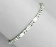 6Ct Baguette &Round Cut Lab-Created Tennis Pretty Bracelet 14k White Gold Plated